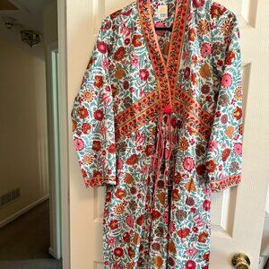 Cotton block print summer dress multi-color NEW